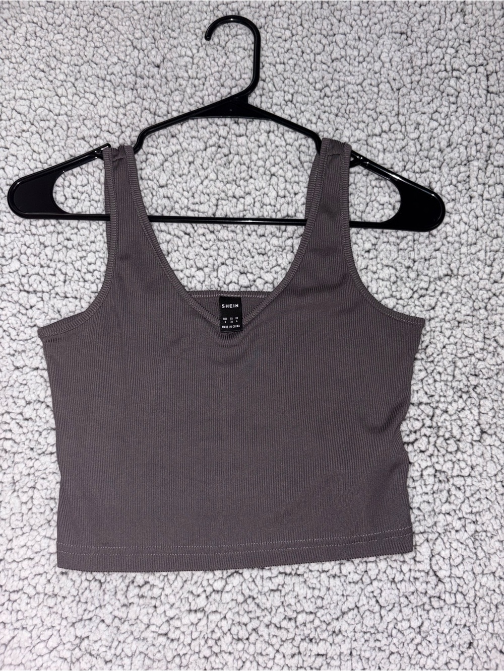 SHEIN Charcoal Ribbed Scoop Neck Crop Tank